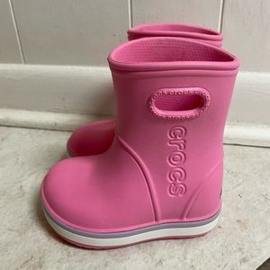 Crocs Rain boots- toddler size 6, bubble gum pink